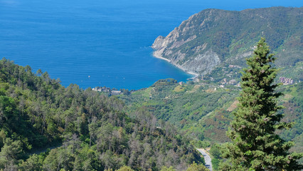 Panorama delle Cinque Terre dal santuario di Soviore