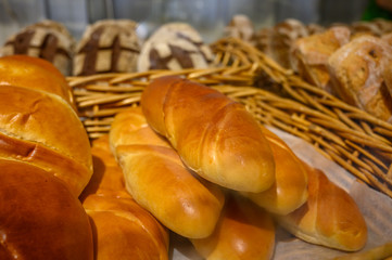 Fresh baked bread from artisanal bakery on farmers market, Tenerife, Canary islands, Spain