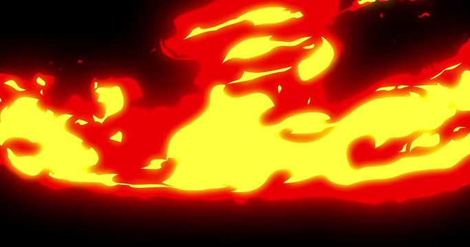 Big Fire Wall Cartoon Frame Animation 4k / 2D Animation Firefly Cartoon Fireworks, Fireball Cartoon Campfire Raging Flames