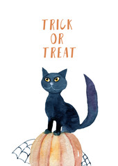 watercolor postcard on Halloween