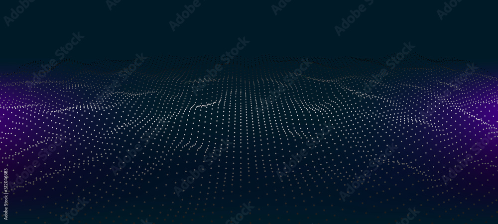 Poster Vector futuristic wave. Digital technology. Big data.