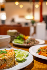 delicious food and drink in the hotel and restaurant in Champasak, Laos