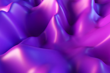 Abstract motion background. Blue purple modern fluid noise background. Deformed surface with smooth reflections and shadows. 3d illustration