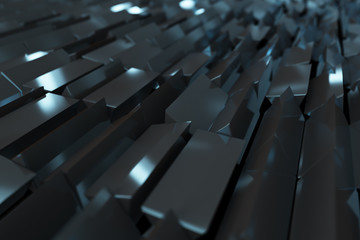 Obraz premium Metallic abstract cubes are turning, 3d illustration