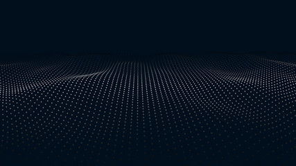Wave of particles. Futuristic point wave. Vector illustration. Abstract background with a dynamic wave. Wave 3d. - obrazy, fototapety, plakaty