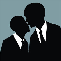 Silhouettes of Gay couple Vector
