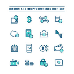BITCOIN AND CRYPTOCURRENCY ICON SET