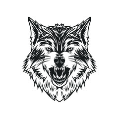 wolf head llustration vector design isolated on light background