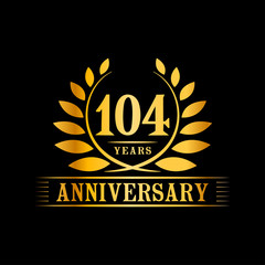 104 years logo design template. Anniversary vector and illustration template.