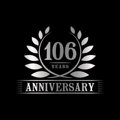 106 years logo design template. Anniversary vector and illustration template.