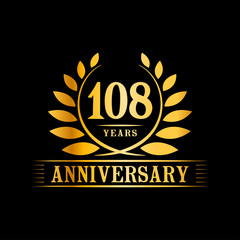 108 years logo design template. Anniversary vector and illustration template.