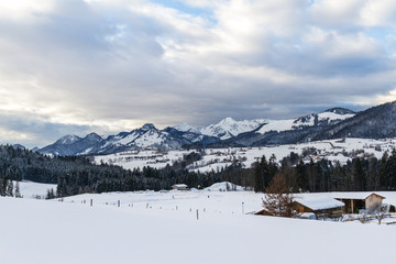 Fototapeta na wymiar winter cross-country skiing landscape Reit im Winkl, bavaria, alps