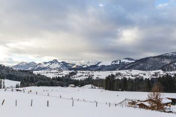 winter cross-country skiing landscape Reit im Winkl, bavaria, alps