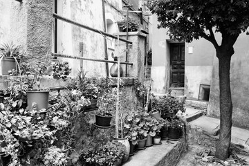 Fototapeta na wymiar Portovenere, Italy. Black and white vintage toned.