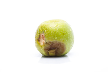 rotten apple isolated on white background