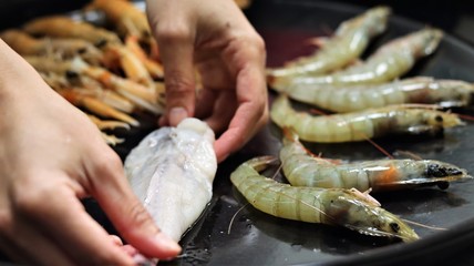 Vegetables and Fish used to cook Paella in the typical Spanish Way. This Spanish speciality can be made with seafood or meat