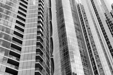 Chicago skyscrapers. Vintage filtered black and white tone.