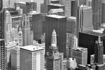 Chicago. Vintage filtered black and white tone.