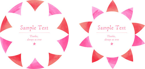 サークル_フレーム_リース_枠_フラッグ_三角_ガーランド_水彩_ピンク_レッド_赤