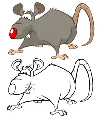 Foto op Plexiglas Vectorillustratie van een schattig stripfiguur Rat voor u ontwerp en computerspel. Kleurboek overzichtsset © liusa