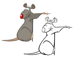 Deurstickers Vector Illustration of a Cute Cartoon Character Rat for you Design and Computer Game. Coloring Book Outline Set © liusa