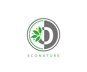 Fototapeta premium O Letter Circle Eco Green Leaf Logo