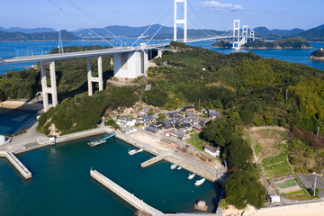 馬島と来島海峡（しまなみ海道）　空撮
