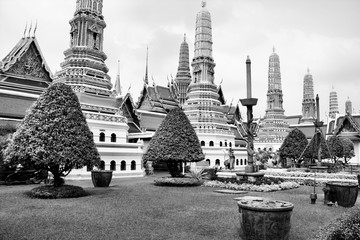 Bangkok. Vintage filtered black and white tone.