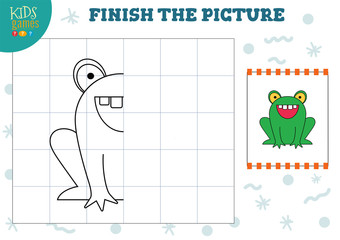 Copy picture vector illustration. Complete and color game for preschool and school kids