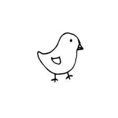 Single hand drawn bird. Doodle vector illustration. Cute element for greeting cards, posters, stickers. Isolated on white background 