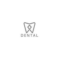 Dental Clinic Logo Tooth abstract design vector template Linear style. Dentist stomatology medical doctor Logotype concept icon.
