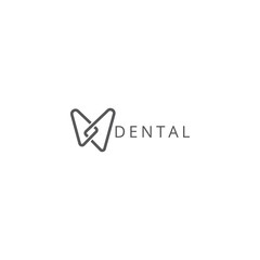Dental Clinic Logo Tooth abstract design vector template Linear style. Dentist stomatology medical doctor Logotype concept icon.