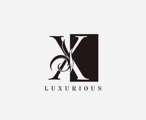 Vintage X Letter Leaves Logo. Black and White X With Classy Leaves Shape design perfect for fashion, Jewelry, Beauty Salon, Cosmetics, Spa, Hotel and Restaurant Logo. 