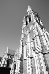 Christchurch Cathedral. Black and white retro style.