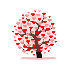 Love tree with heart leaves. Vector illustration.