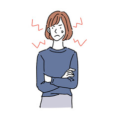 イライラする女性 上半身 手描き イラスト Wall Mural Matsu