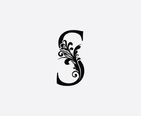 Classic S Letter Floral Logo, Initial S Swirl Logo Icon.