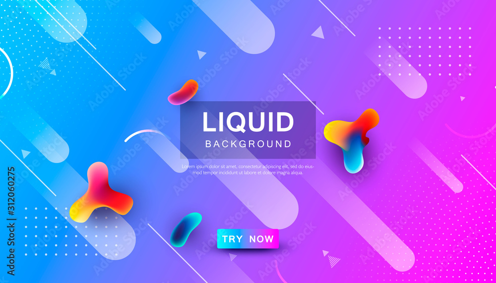 Poster gradient liquid color background. dynamic textured geometric element design with dots decoration.
