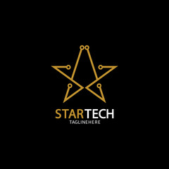Obraz premium Gold Star Technology logo on black background