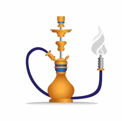 Shisha Hookah traditional pipe smoke in white background realistic illustration vector