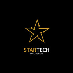 Obraz premium Gold Star Technology logo on black background