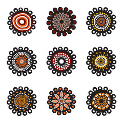 Aboriginal art dots painting icon logo design illustration template