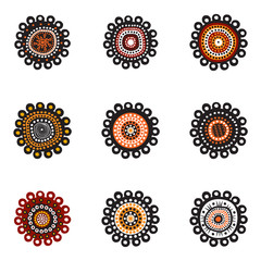 Aboriginal art dots painting icon logo design illustration template