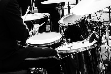 drummer and details at open air concert