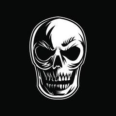 skull head black and white vector illustration design