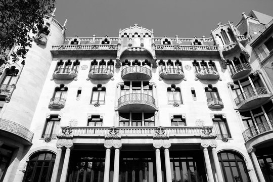 Barcelona. Black and white retro image style.