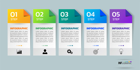 Infographics design template, Business concept with 5 steps , can be used for workflow layout, diagram, annual report, web design.Creative banner, label vector.