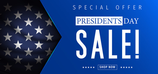 Presidents Day Sale banner - Presidents Day special offer. Banner for presidents day sale design. Special offer for Presidents Day celebration.