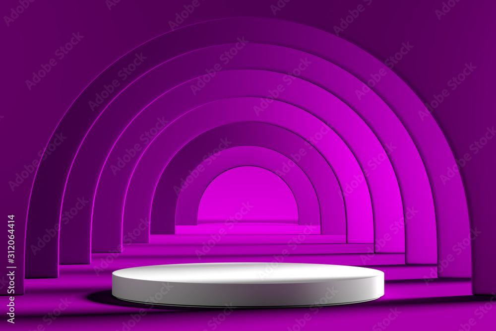 Poster modern showcase with empty space on abstract violet background. scene for performance or product ad.