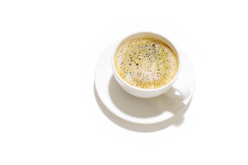  Flatlay with cofee cup on white background